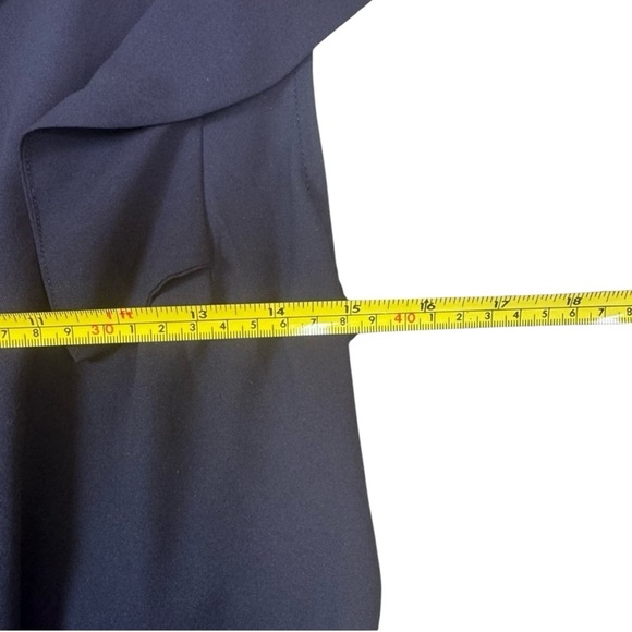 Ann Taylor Navy Blue V Neck Blouse with Ruffled Short Sleeves - Picture 8 of 9